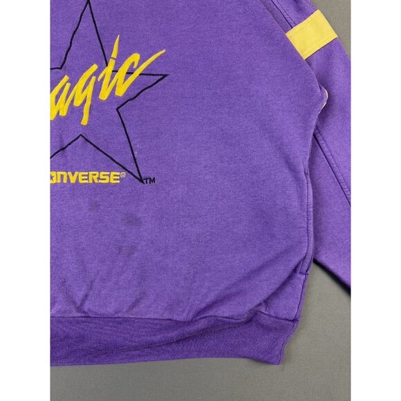 Rare Vintage Converse Magic Johnson Purple Yellow Sweater Lakers Zip Neck Medium - Picture 7 of 16